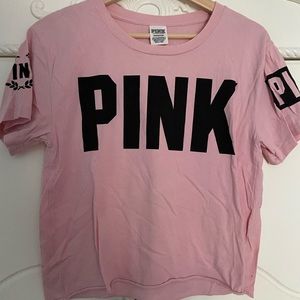victoria secret pink pink and blank t shirt